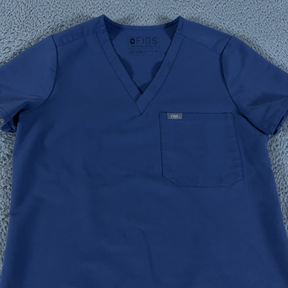 Figs Scrub Top Womens XS Blue‎ Catarina One-Pocket Top Nurse Medical Performance